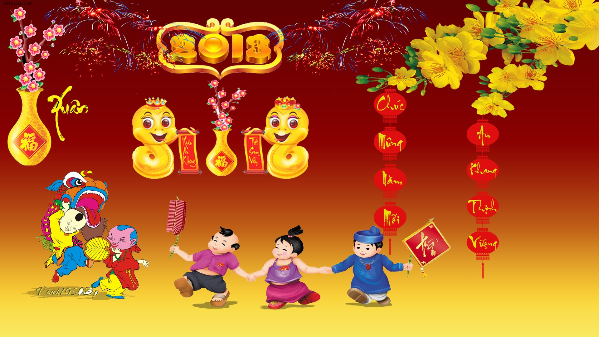 Hình nền máy tính chúc mừng năm mới 2013