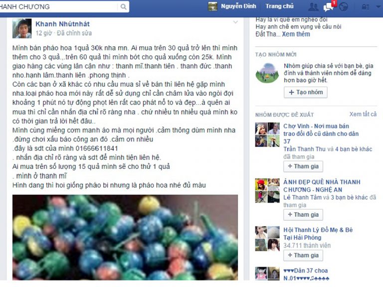 Rao bán pháo hoa ngang nhiên trên facebook